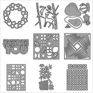 29 Plantillas de corte de metal con diseño de fondo de Word para hacer tarjetas, troqueles de relieve de papel, manualidades, plantillas nuevas