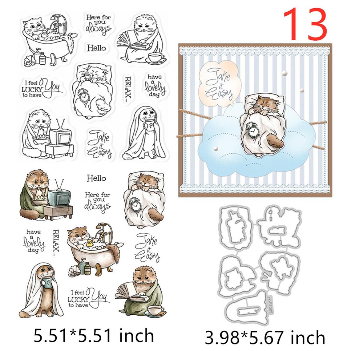 Dog Cat Cow Animals Clear Stamps and Die Cuts for Card Making DIY Metal ...