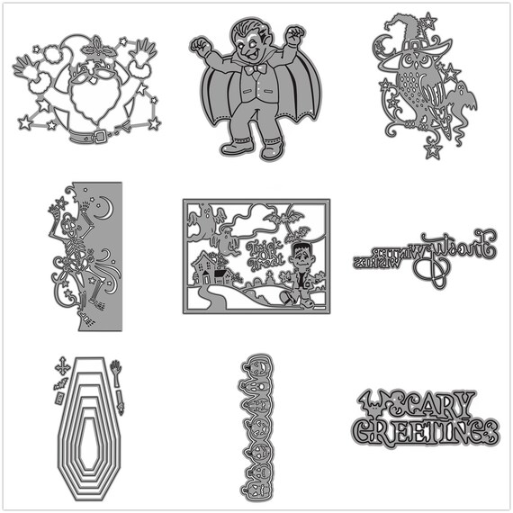Happy Halloween Words Metal Cutting Die For Card Making And Photo Album Decorations, Phrases Letters Die Cut Holiday Alphabet Dies Stencils Embossing...