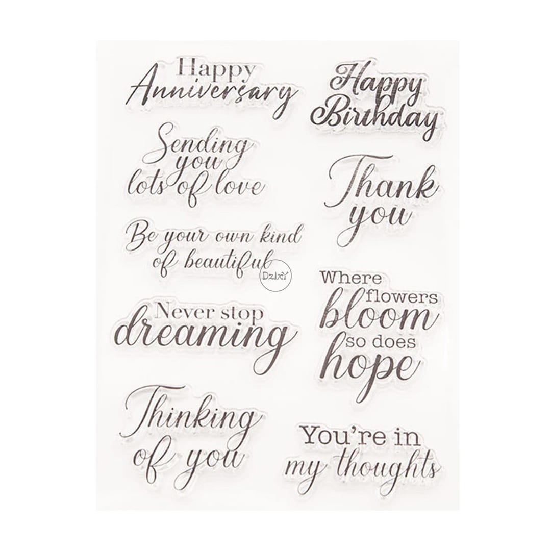 Dzixy Words Happy Birthday Clear Stamps for Card Making Scrapbook ...