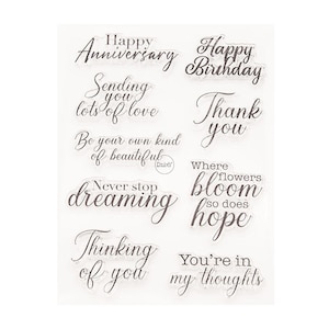 DzIxY Words Buon Compleanno Timbri Trasparenti per la Realizzazione di Biglietti Scrapbook Artigianato Forniture Sigilli in Silicone Tampone Inchiostro Stencil Trasparenti
