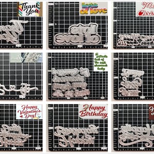 11 matrices de découpe en métal mots anglais design • 2022 NOUVELLES matrices de découpe pour la fabrication de cartes • Découpes de gaufrage DIY • Pochoirs en papier pour scrapbooking