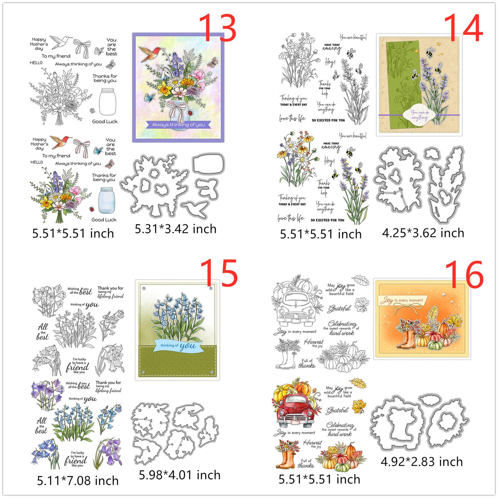 Flower Leaves Plants Clear Stamps and Die Cuts for Card Making DIY ...