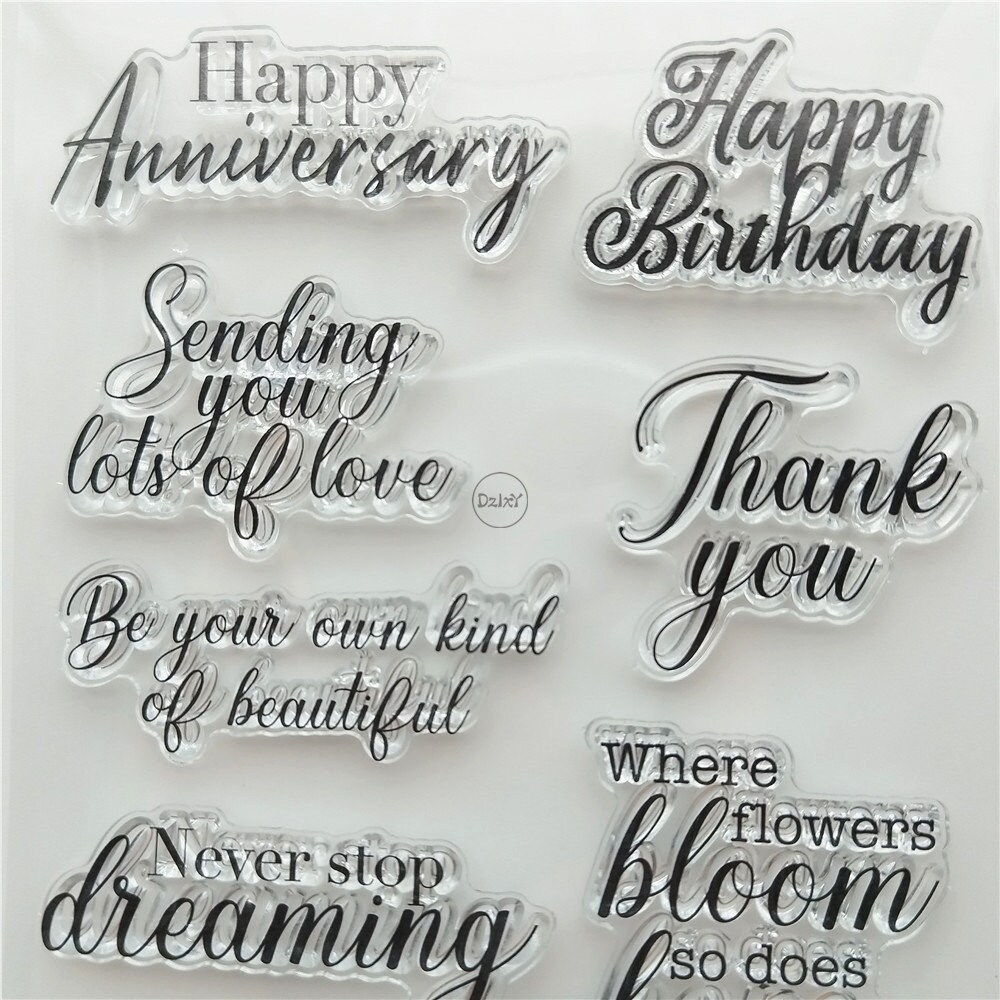 Dzixy Words Happy Birthday Clear Stamps for Card Making Scrapbook ...
