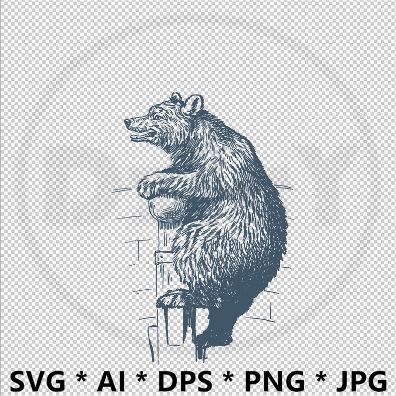 Climbing Bear SVG Epsai Print Cut Files Clipart Appliques Etsy