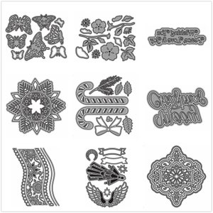 29 Matrices de découpe en métal pour Noël, mots anglais pour la fabrication de cartes, gaufrage, ensembles de découpes, Album 2024, nouveaux modèles de pochoirs