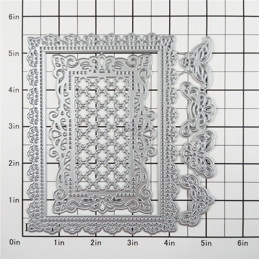 Dzixy Vintage Rectangle Lace Metal Cutting Dies for Card Making Paper ...