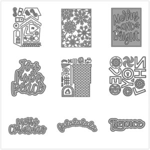 21 Matrices de découpe en métal, mots anglais de Noël pour la fabrication de cartes, gaufrage de papier, ensembles de découpes Album 2024 nouveaux modèles de pochoirs