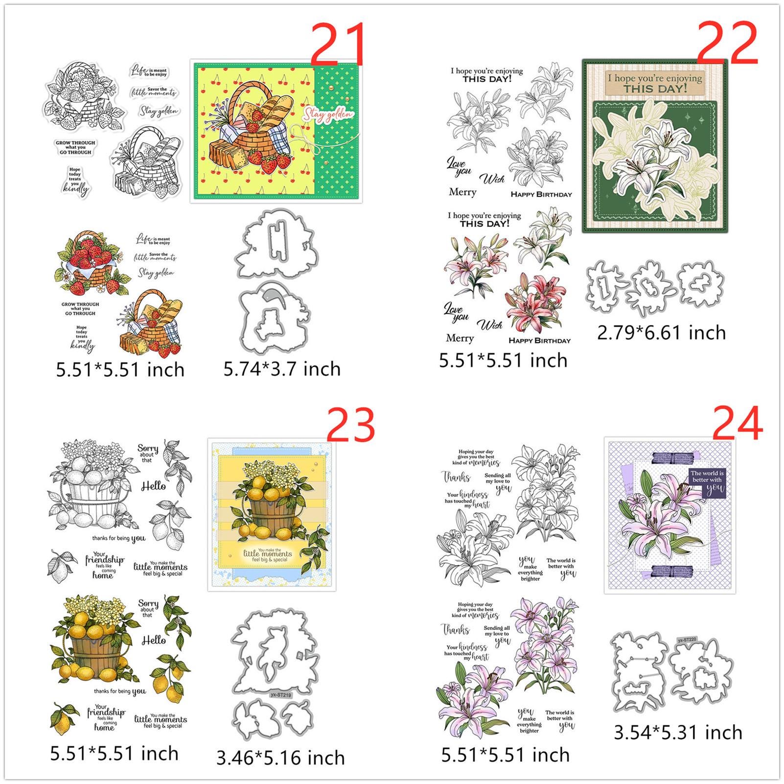 Flower Leaves Plants Clear Stamps and Die Cuts for Card Making DIY ...