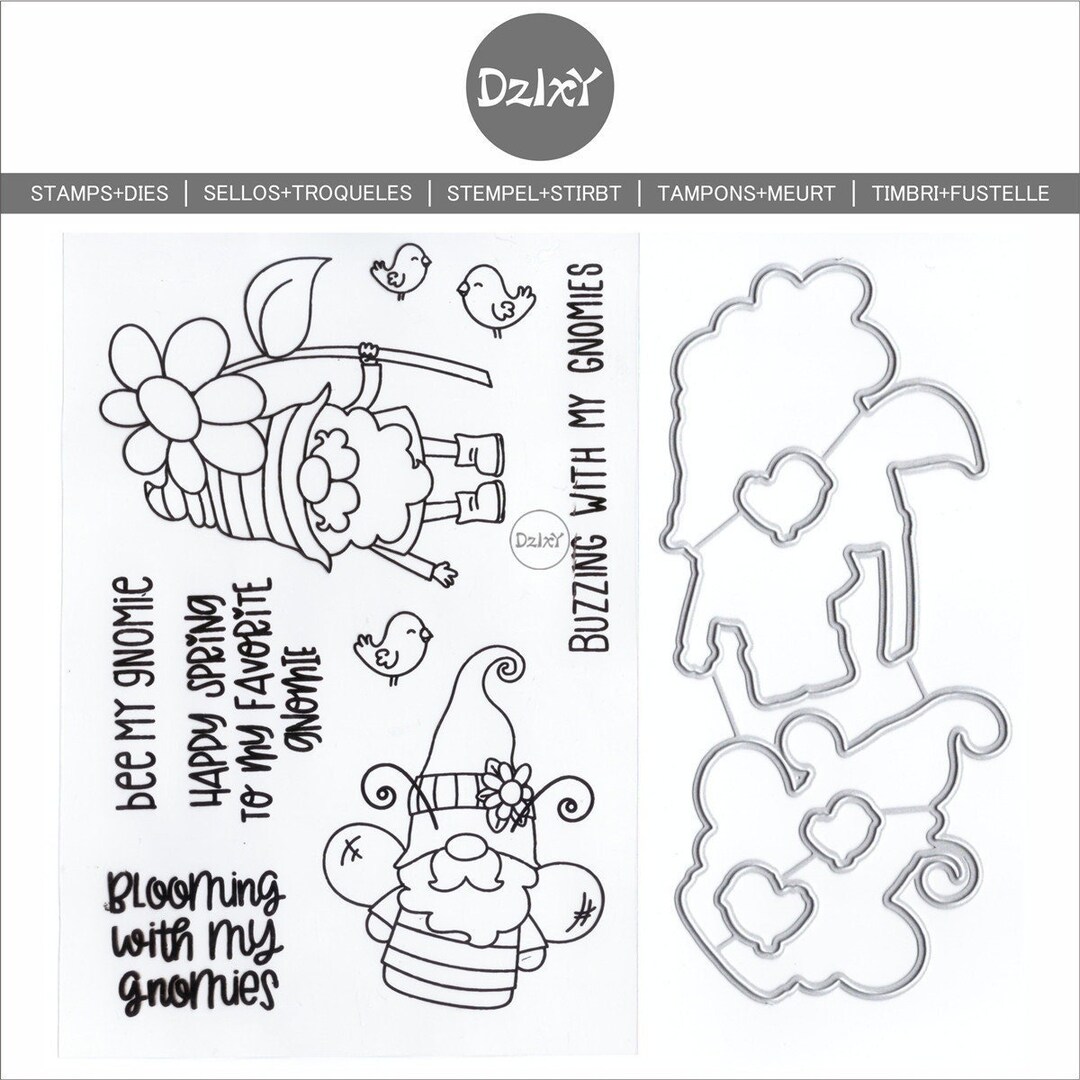 Dzixy Flower Dwarf Clear Stamps and Metal Cutting Dies for Card Making ...