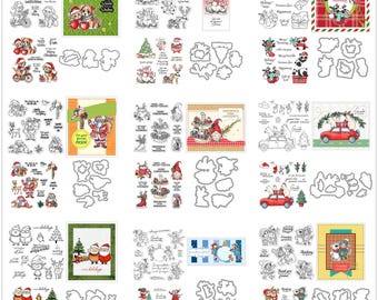 Sellos transparentes y troqueles navideños para hacer tarjetas. Juegos de troqueles de metal para scrapbooking. Sellos de silicona para tarjetas y decoración.