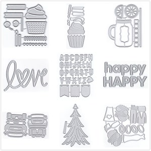 25 diseños de etiquetas de palabras en inglés, troqueles de corte de metal para hacer tarjetas, troqueles de relieve de papel, conjuntos de álbumes, plantillas nuevas 2024