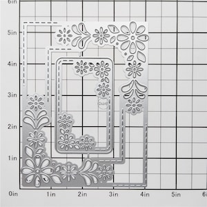 Dzixy Rectangle Flower Border Metal Cutting Dies for Card Making Paper ...