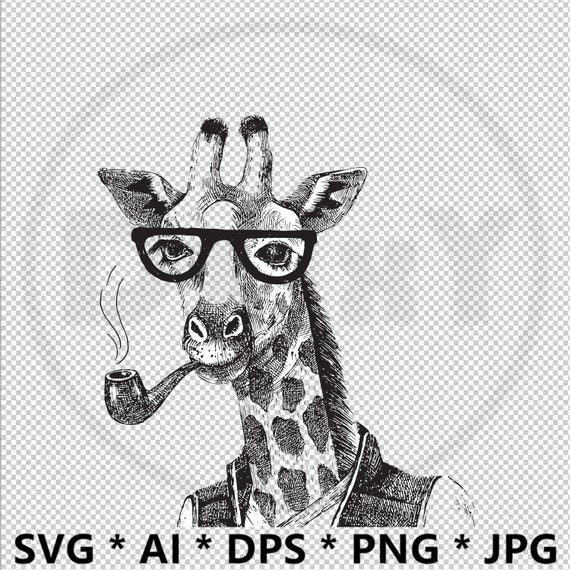Download Free Giraffe Smoking A Pipe Svg Eps Ai Printable Cut Files Sketch Etsy SVG Cut Files