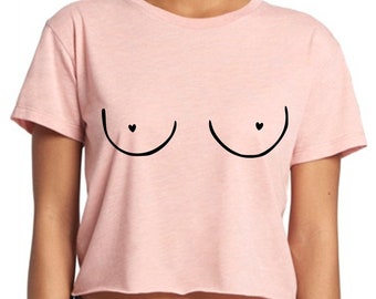 Breast Cancer Awareness Crop Top, Boob Shirt, Boobs, Feminist Tee, Pink Ribbon