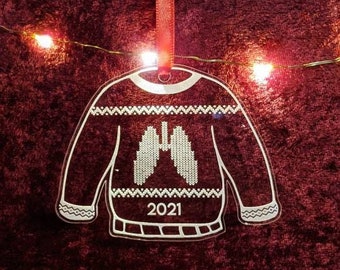 Ugly Christmas Sweater Lungs Ornament - Cystic Fibrosis Ornaments