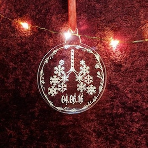 Ornamento fiocco di neve polmonare personalizzato - Regalo per trapianto polmonare e fibrosi cistica