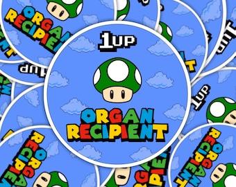 1 Up Organ Recipient Video Game Inspired Sticker