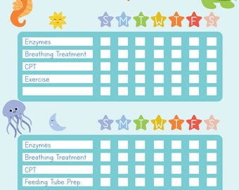 Cystic Fibrosis Reward Chart for Salty Kids, Chore Chart, Health tracker