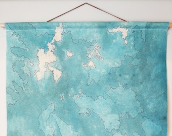 Abstract Map | Calm Waters | Wall Hanging By Mel Kelly