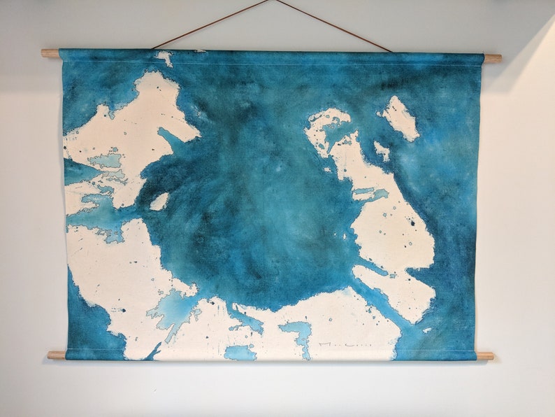 Abstrakte Karte Hufeiseninsel Wandbehang von Mel Kelly Bild 2