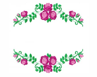 Floral Frame Embroidery Designs - Flower Embroidery Design Machine Embroidery Pattern - Roses Wreath Embroidery File - Instant Download