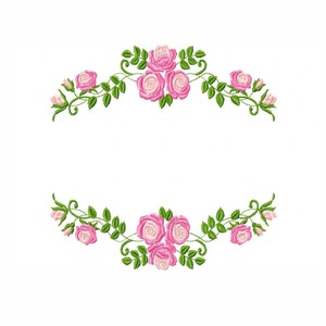 Floral Frame Embroidery Designs - Flower Embroidery Design Machine Embroidery Pattern - Roses Wreath Embroidery File - Instant Download