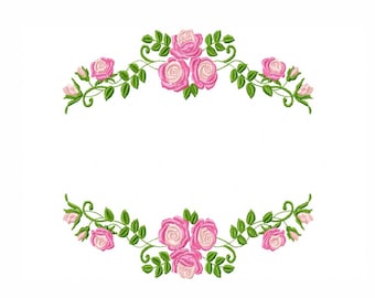 Floral Frame Embroidery Designs - Flower Embroidery Design Machine Embroidery Pattern - Roses Wreath Embroidery File - Instant Download