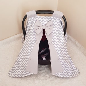 Baby Car Seat Canopy , Baby Car Seat Cover , Gray Color Baby Carseat Canopy , Baby Car Seat Cover Baby Shower Gift for Baby Boy and Girl