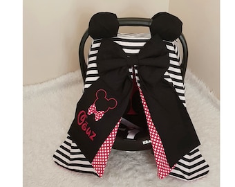 Mickey Mouse Model Personalized Baby Car Seat Cover Boy , Custom Baby Car Seat Canopy Boy , Baby Shower Gift for Baby Boy
