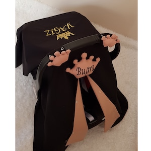 Baby Car Seat Cover Boy , Baby Carseat Canopy Boy , Black and Cappuccino Colors with Name Embroidery , Baby Shower Gift for Baby Boy