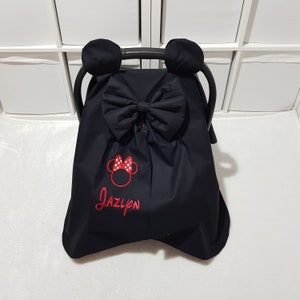 Minnie Maus Modell Auto Sitzbezug Baby Mädchen / Autositzbezug Mädchen / Schwarz und Rot Farben Baby Autositz Baldachin Mädchen / Mädchen Babyparty Geschenk