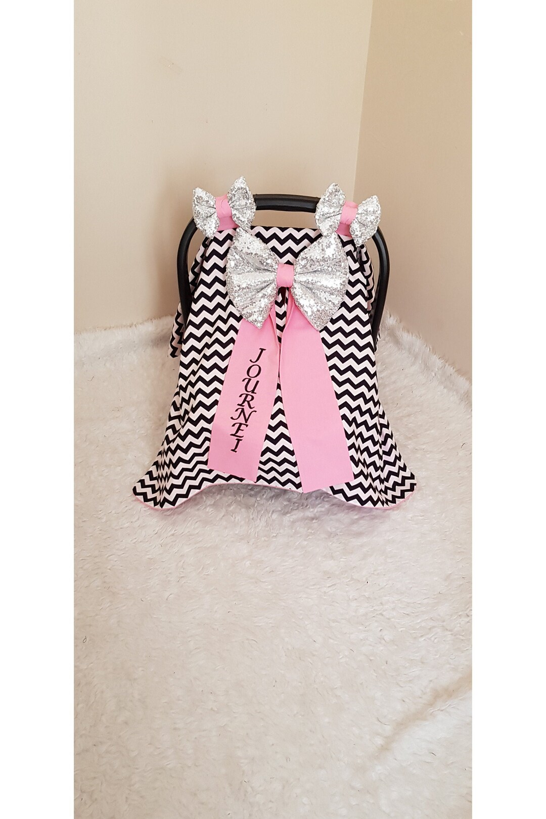 Personalized Baby Car Seat Canopy Girl , Customized Baby Car Seat Cover