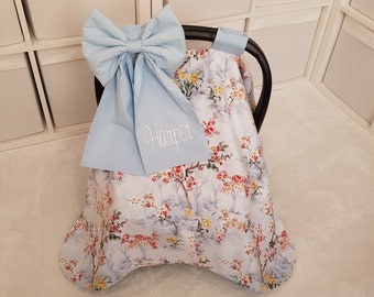 Bilbarnstolsöverdrag flicka och pojke / Bilbarnstolsöverdrag babyflicka / Blå färg bilbarnstolssufflett / Babyshowerpresent till babyflicka och pojke