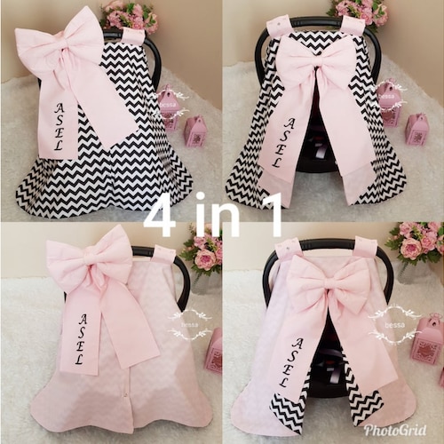 Geometric Pink Baby Car Seat Canopy Infant Car Seat Cover Etsy