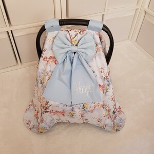 Car Seat Cover Girl and Boy / Carseat Cover Baby Girl / Blue Color Baby Car Seat Canopy / Baby Shower Gift for Baby Girl and Boy