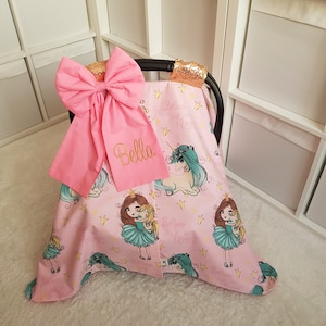 Pink Baby Car Seat Canopy Girl , Personalized Custom Baby Car Seat Cover Girl , Girl Baby Shower Gift