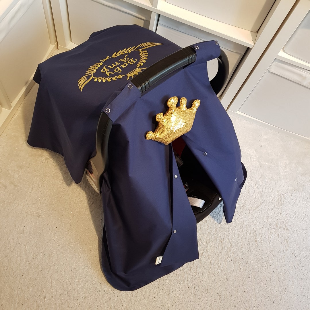 Personalized Navy Blue Baby Car Seat Cover Boy , Custom Baby Carseat