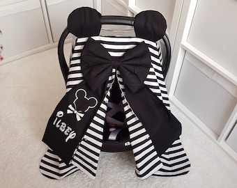 Mickey Mouse Car Seat Cover Baby Boy , Personalized Carseat Cover Boy , Baby Shower Gift Carseat Canopy Boy