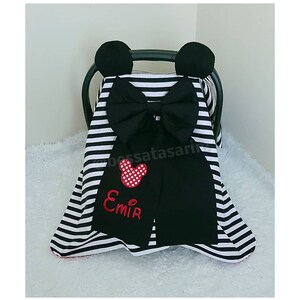 Mickey Mouse Baby Car Seat Cover Boy , Custom Black and Red Baby Car Seat Canopy , Personalized Baby Carseat Cover Boy , Baby Shower Gift
