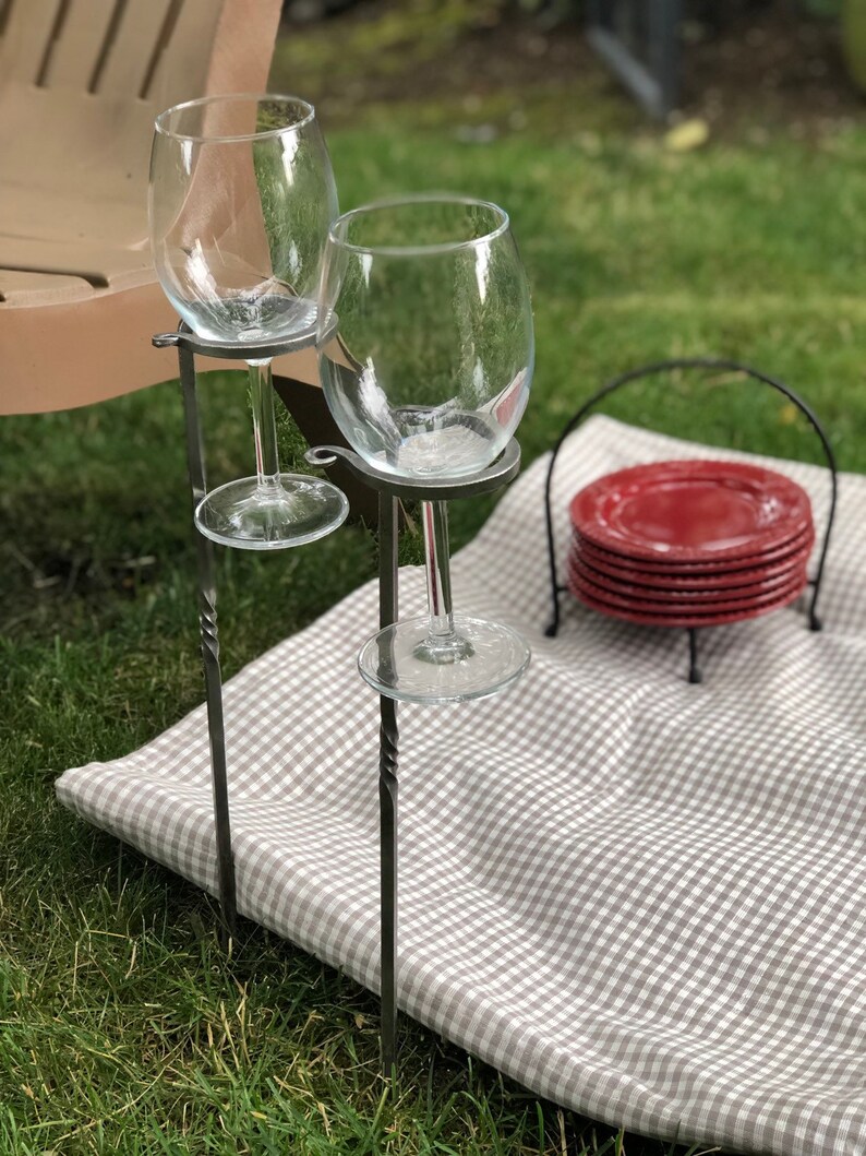 Wine Glass Stake Wine Glass Holder Garden Stake Wine Etsy