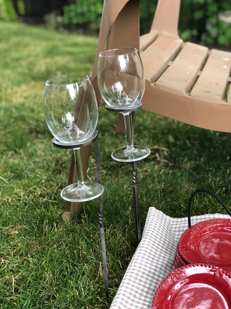 Wine Glass Stake Wine Glass Holder Garden Stake Wine Etsy