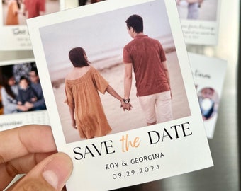 Zapisz datę magnes ze zdjęciem/magnes ślubny Polaroid/spersonalizowane magnesy na Save the Date/niestandardowe magnesy na lodówkę