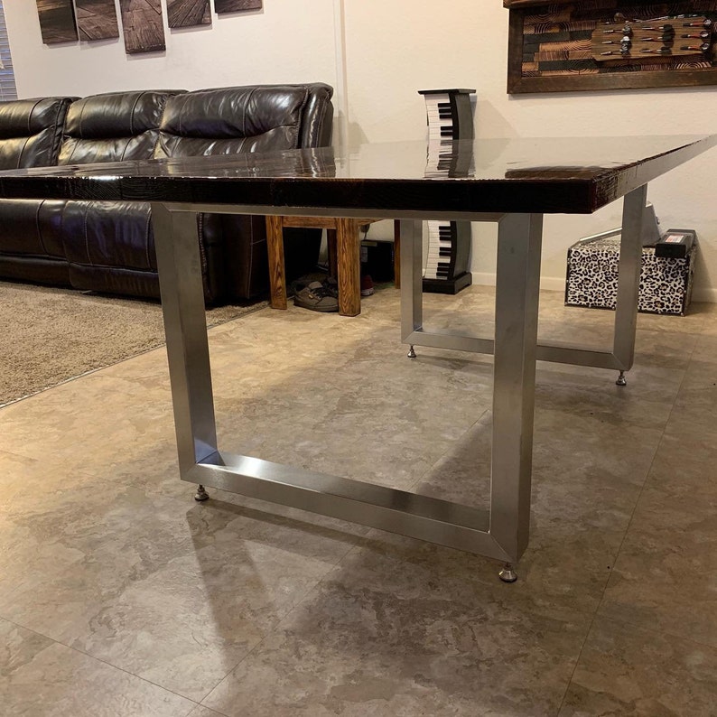 Stainless / Charred Redwood Bartop Epoxy Table Etsy