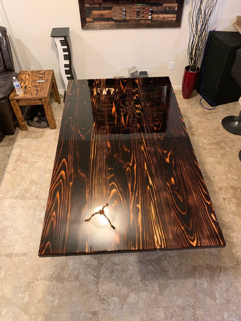Stainless / Charred Redwood Bartop Epoxy Table Etsy
