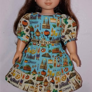 Whimsical Germany Fabric dress for 18" Dolls such as Our Generation American Girl Disney ILY4ever Could be for Travel or even Oktoberfest !