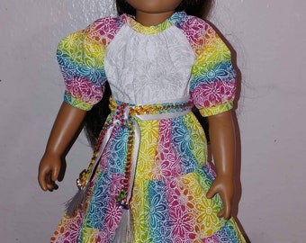 18" Doll Outfit: Southwest Boho Skirt, Belt Ensemble