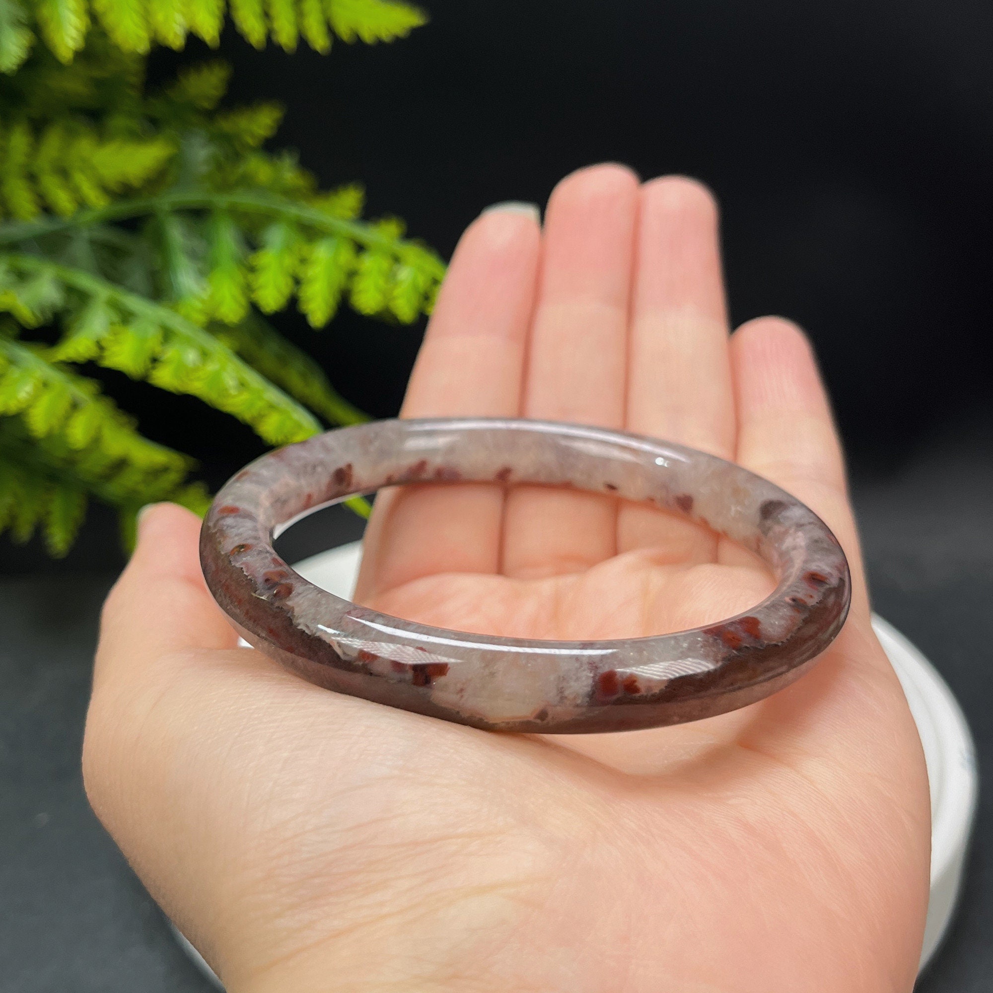 セール 登場から人気沸騰 Unique Landscape Agate Bangle 59MM Flake Ice Starlight アクセサリー