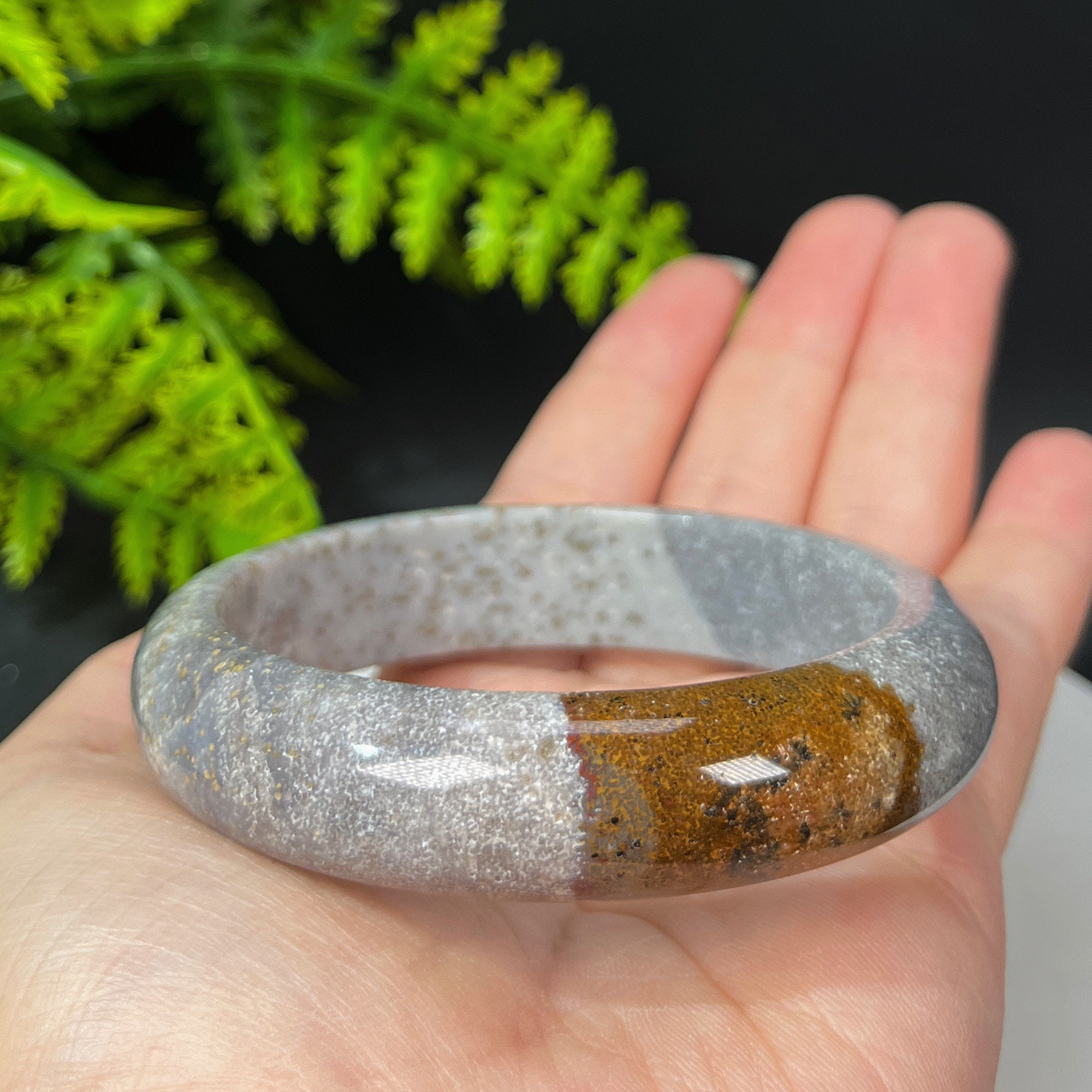Unique Starry Sky Agate Bangle 59MM Icy High Porcelain