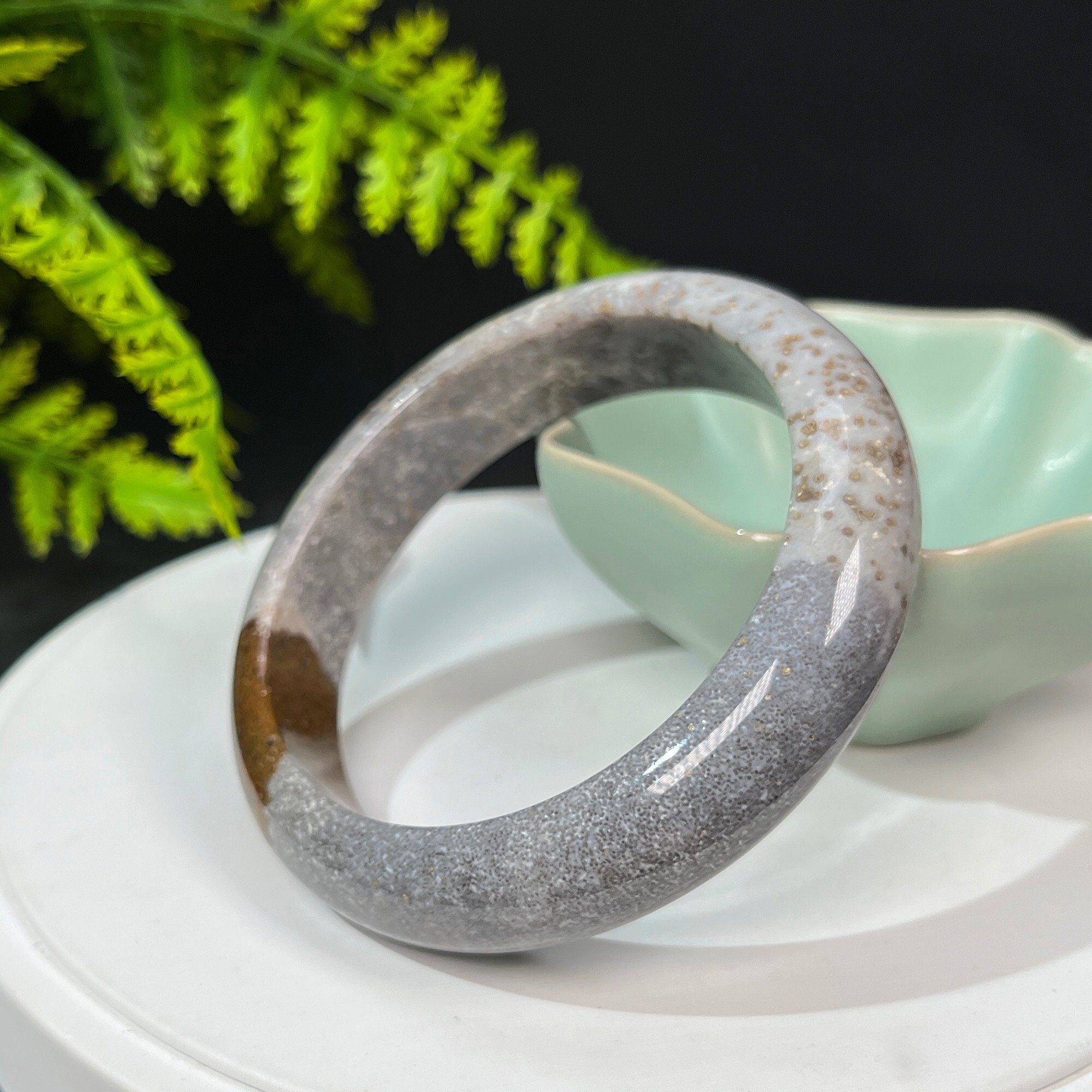 Unique Starry Sky Agate Bangle 59MM Icy High Porcelain